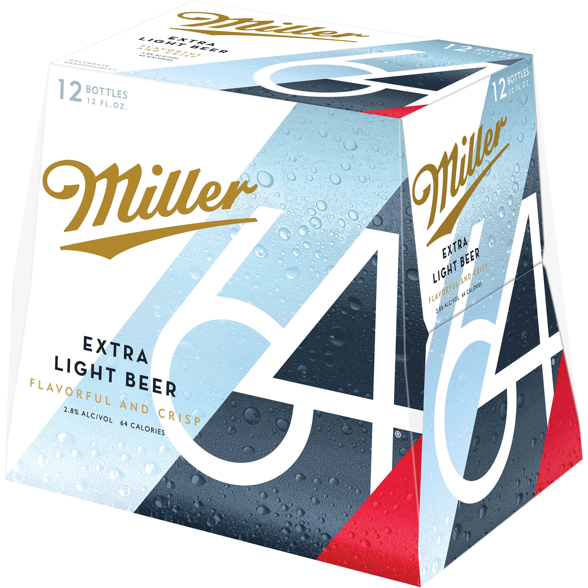 slide 2 of 5, Miller 64 Extra Light Lager Beer, 12 Pack, 12 fl. oz. Bottles, 2.8% ABV, 12 ct; 12 fl oz