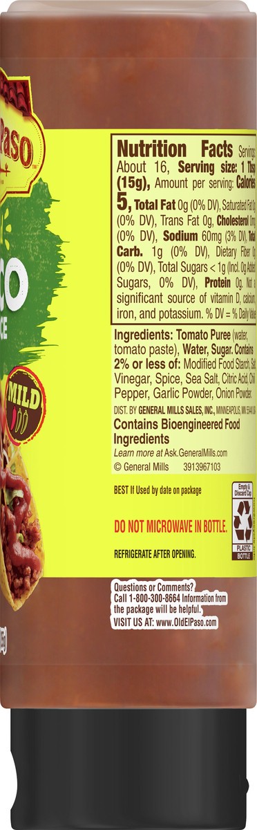 slide 5 of 9, Old El Paso Taco Sauce, Mild, Squeeze Bottle, 9 oz., 9 oz