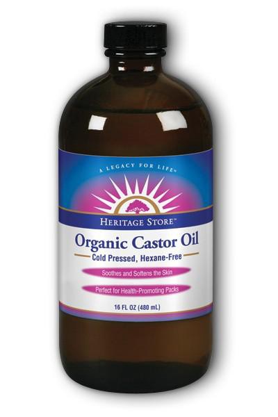 slide 1 of 1, Heritage Store Castor Oil Organic Fragrance Free, 16 oz