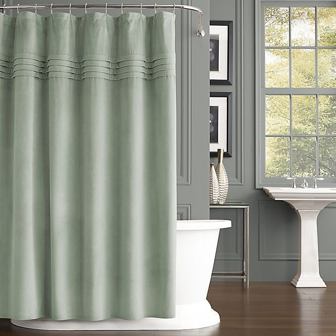 slide 1 of 1, J. Queen New York Estella Velvet Shower Curtain - Seafoam, 1 ct