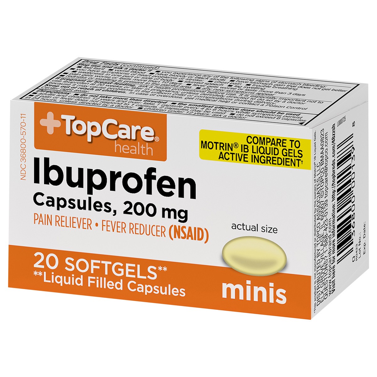 slide 7 of 13, TopCare Health 200 mg Ibuprofen Minis 20 Softgels, 20 ct