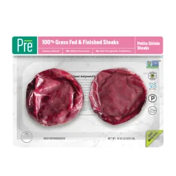 Pre 100% Grass-Fed & Finished Beef Petite Sirloin Steaks 10 oz