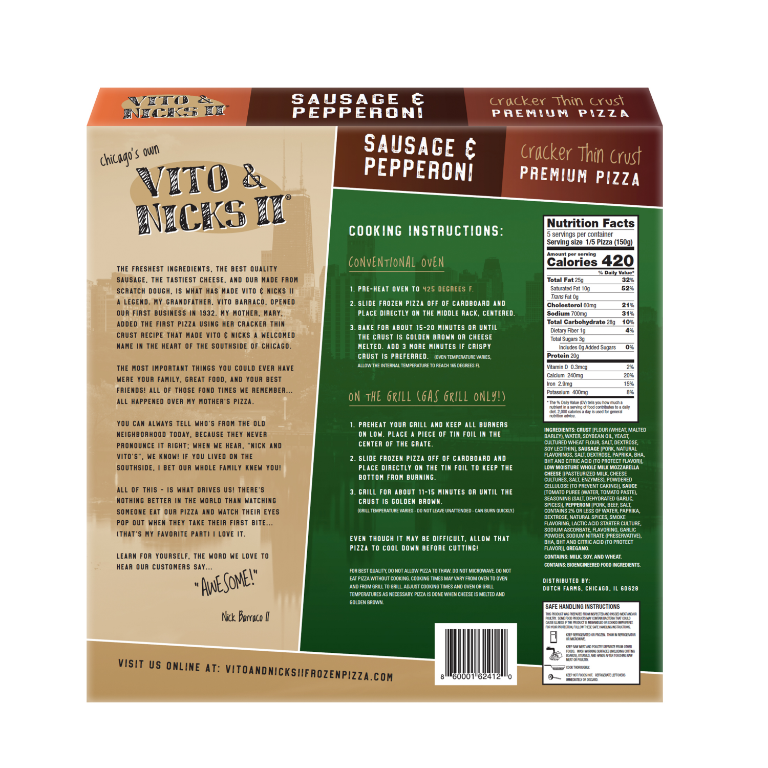 slide 2 of 2, Vito & Nicks Ii Thin Sausage & Pepperoni Pizza - 25 Oz, 25 oz