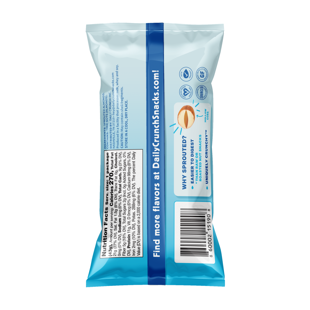 slide 2 of 2, Diane's Kitchen Daily Crunch Sprouted Almonds, 1.5 oz