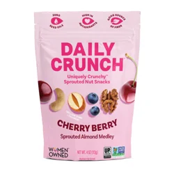 Daily Crunch Ditch your old trail mix for the berry best sprouted nut mix. Our Cherry Berry Sprouted Nut Medley contains a Uniquely Crunchy™ mix of sprouted almonds, walnuts and cashews paired with antioxidant-rich dried cherries and blueberries.