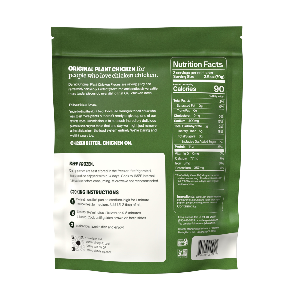 slide 2 of 2, Daring Plant Chicken Pieces, Original, 8 oz