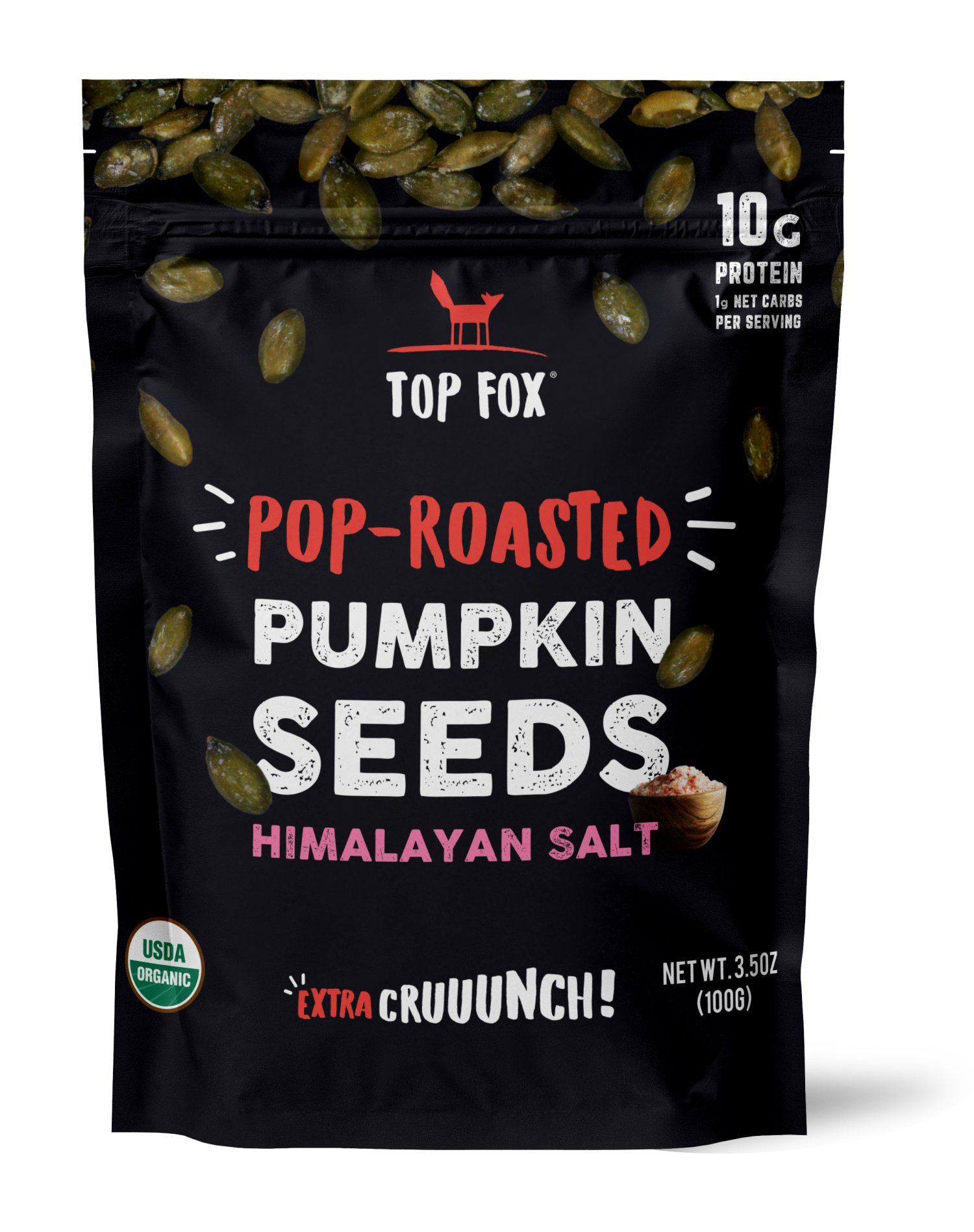 slide 1 of 2, Top Fox Pop Roasted Himalayan Pink Salt Pumpkin Seeds 3.5 oz, 3.5 oz