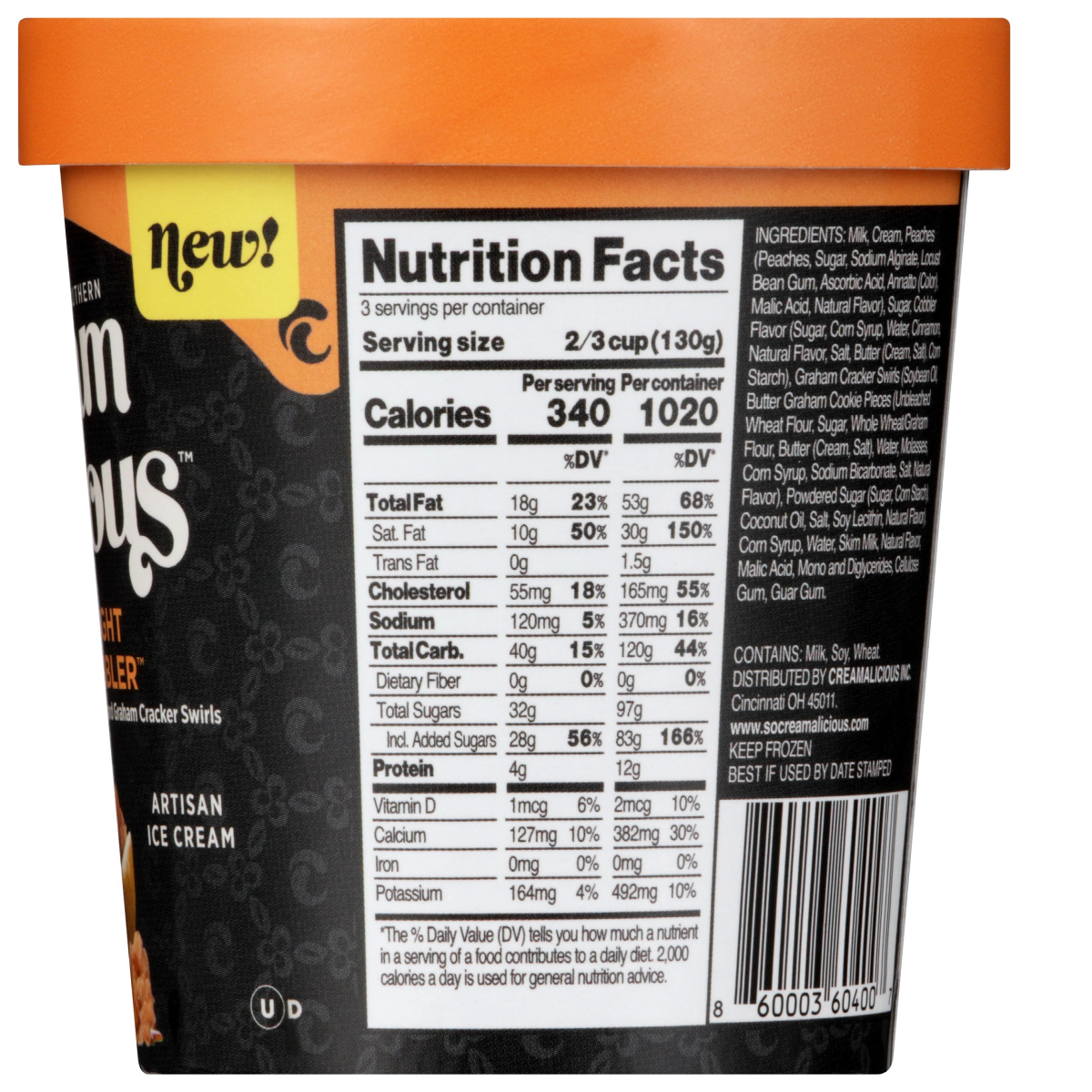 slide 5 of 5, Creamalicious Peach Cobbler Ice Cream, 16 oz