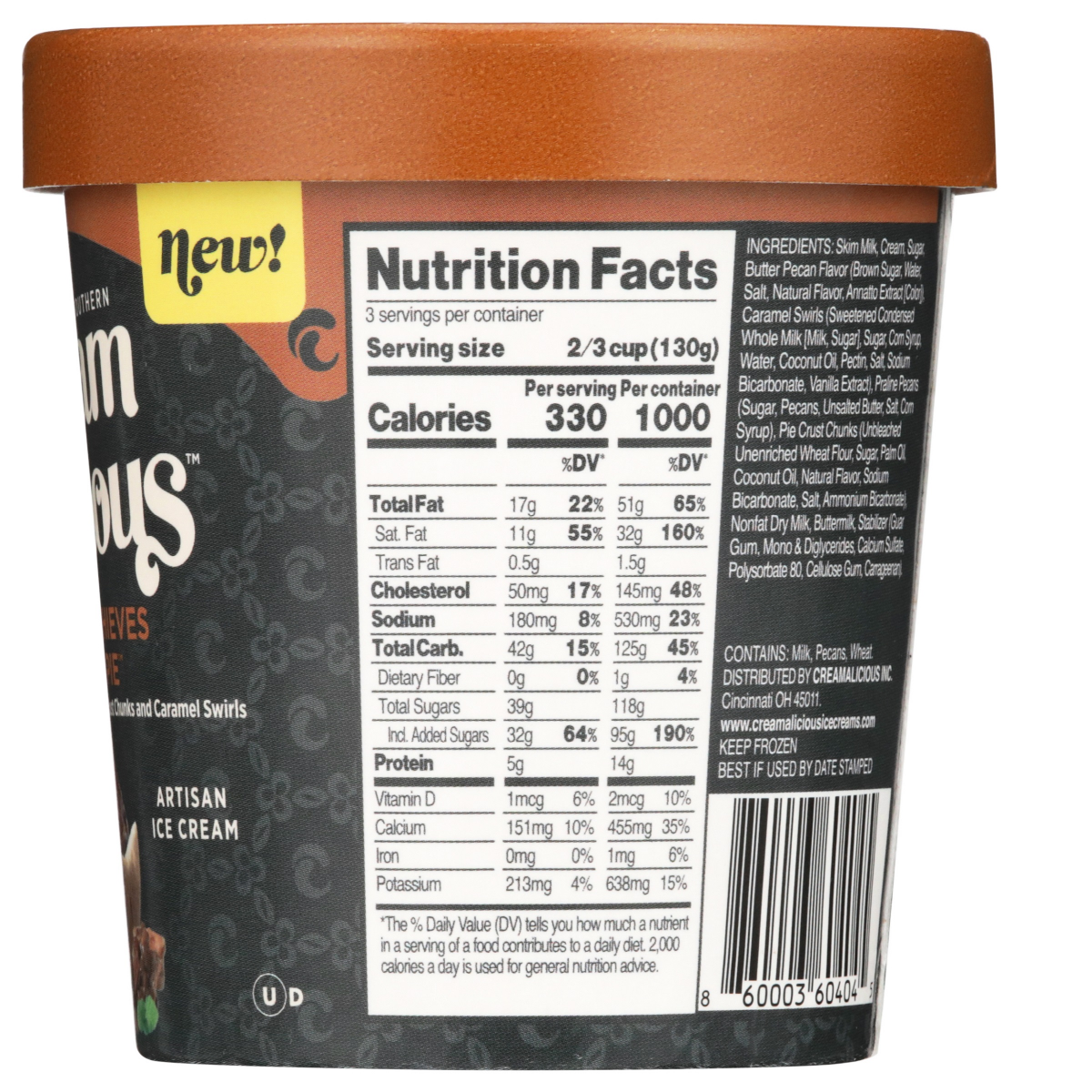 slide 2 of 5, Creamalicious Pecan Pie Ice Cream, 16 oz