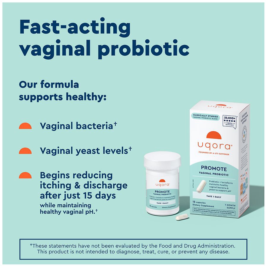 slide 4 of 5, Uqora Promote Vaginal Probiotic 15 Capsules, 15 ct