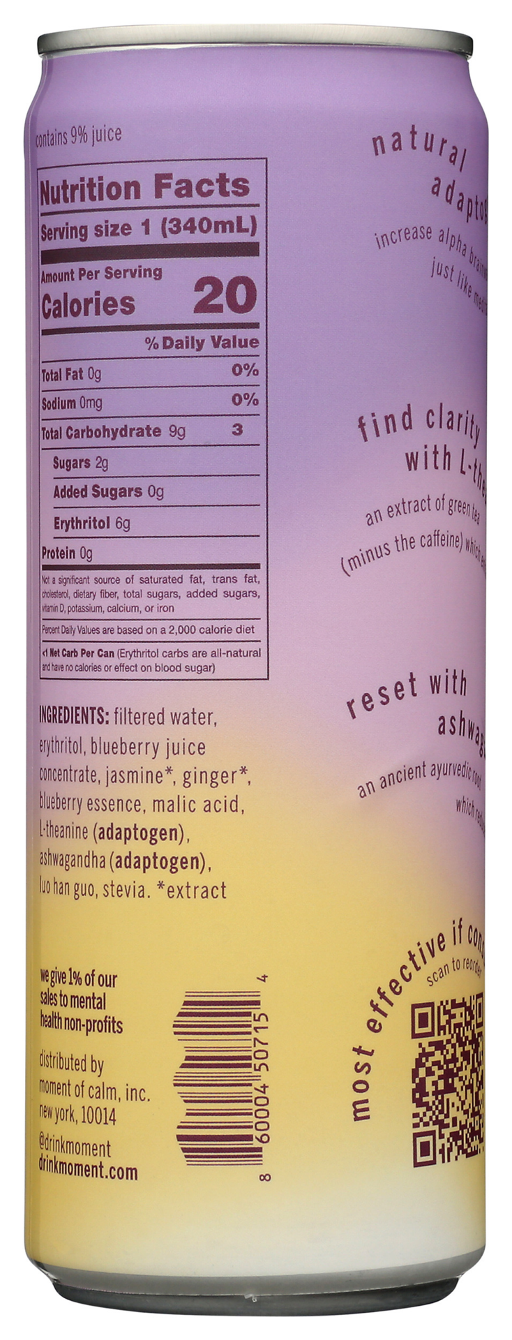 slide 2 of 2, Moment Blueberry Ginger Botanical Water, 11.5 fl oz