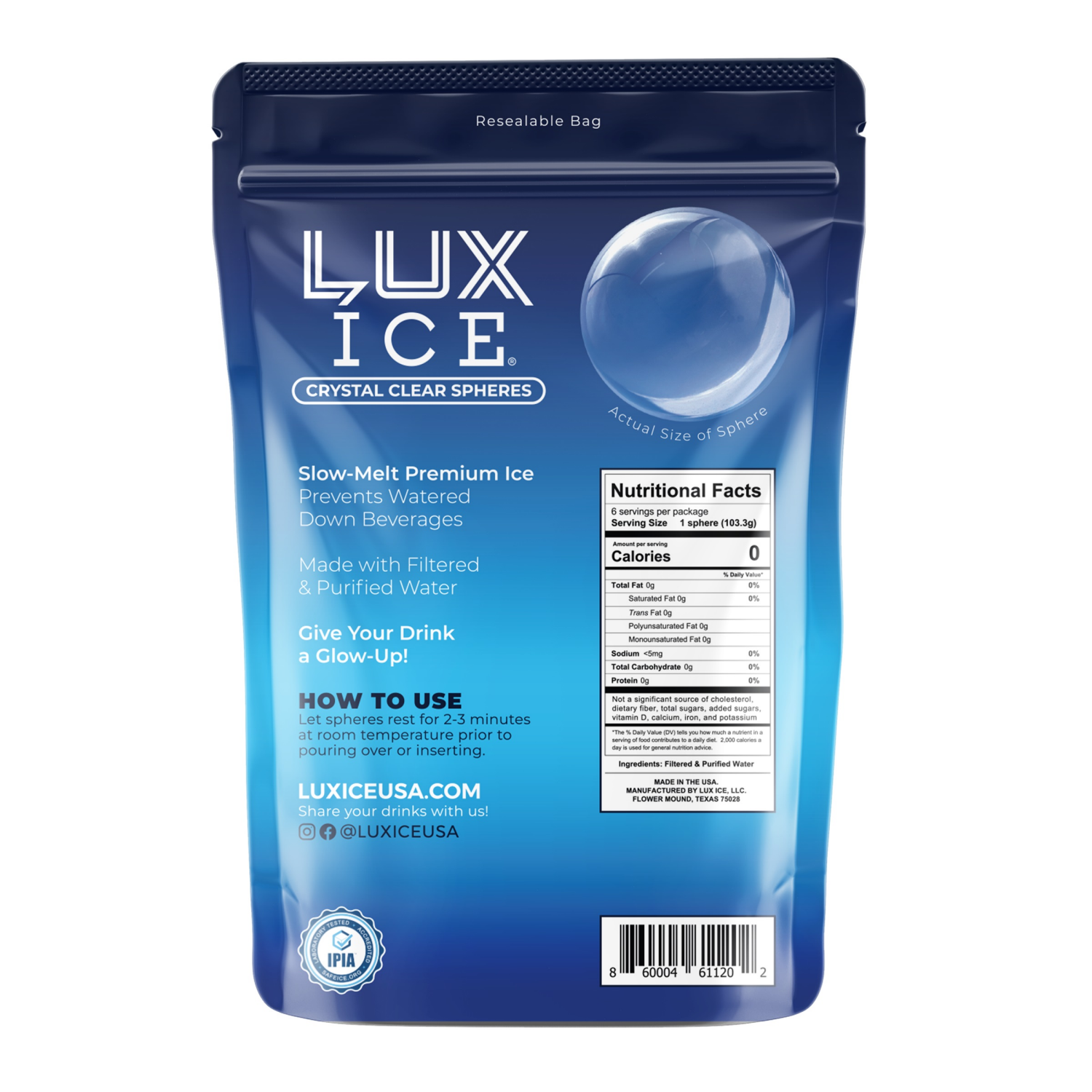 slide 2 of 2, Lux Ice Slow-Melt Premium Crystal Clear Spheres 6 Spheres, 6 ct
