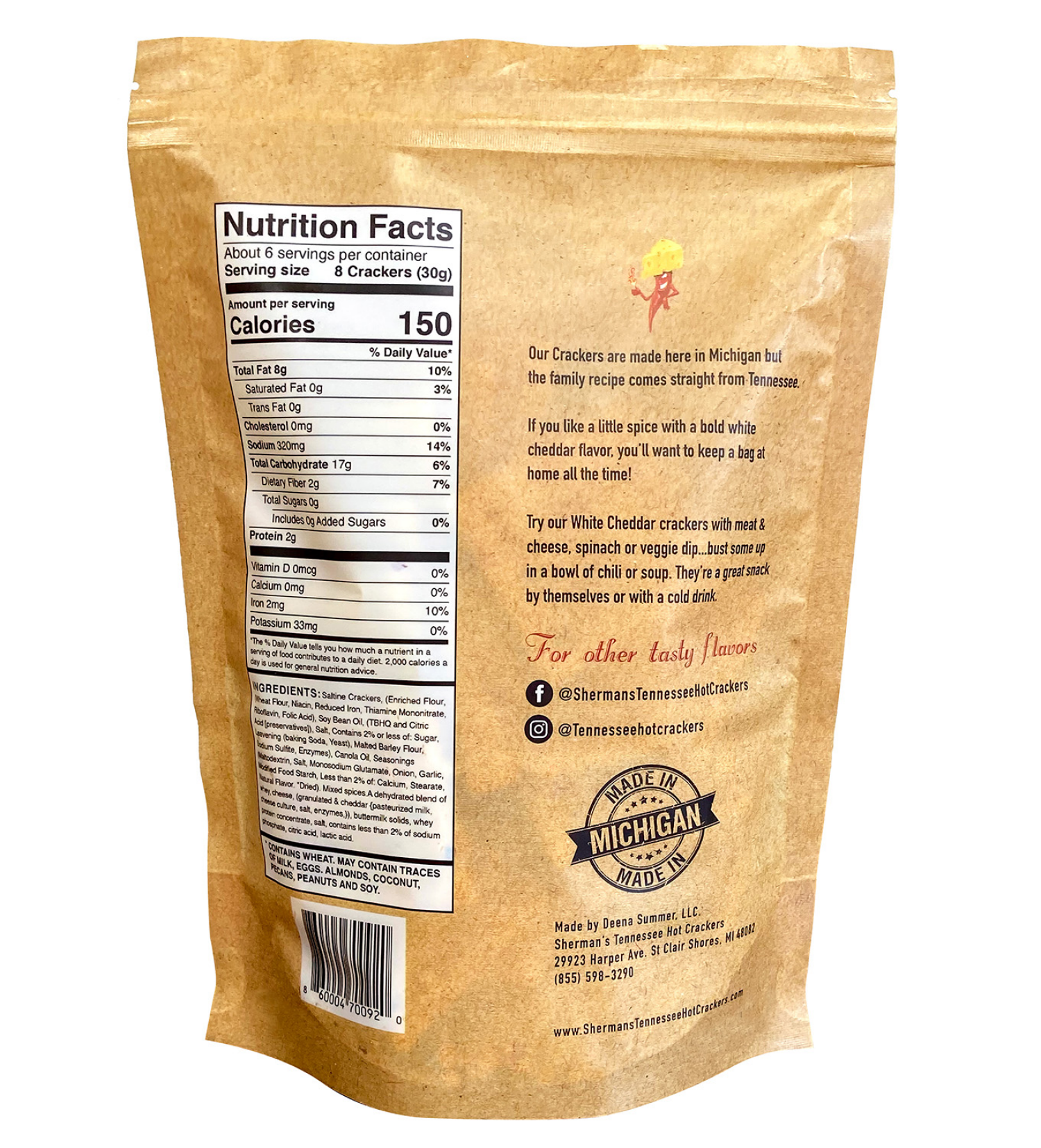slide 2 of 2, Sherman Tenn Wht Chdr Hot Crackers - 6 oz, 6 oz