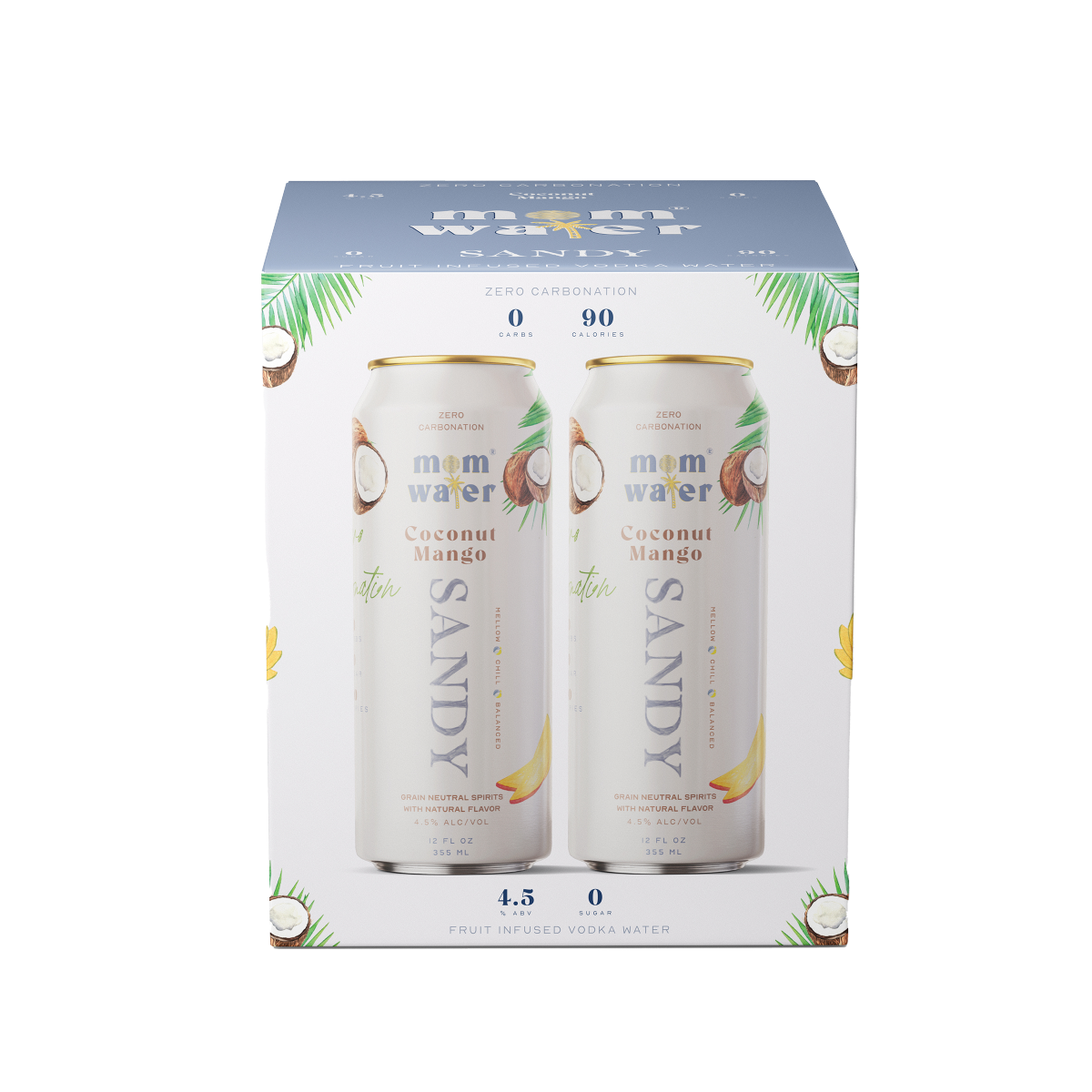 slide 1 of 1, Mom Water Coconut Mango - Sandy - 4pk/12 fl oz Cans, 4 ct; 12 fl oz
