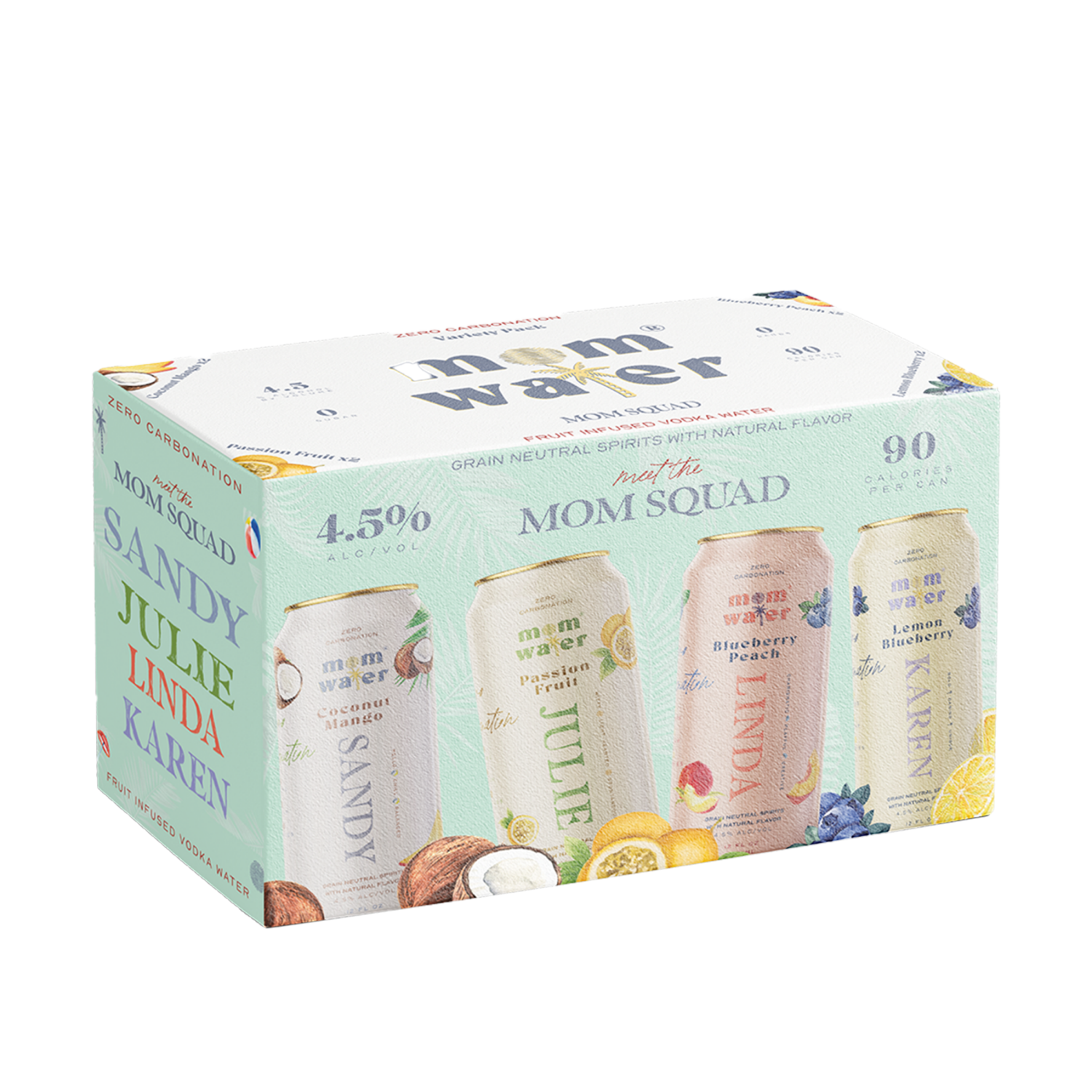 slide 1 of 1, Mom Water Fruit Infused Vodka Water Variety Pack 1 ea, 8 ct; 12 oz