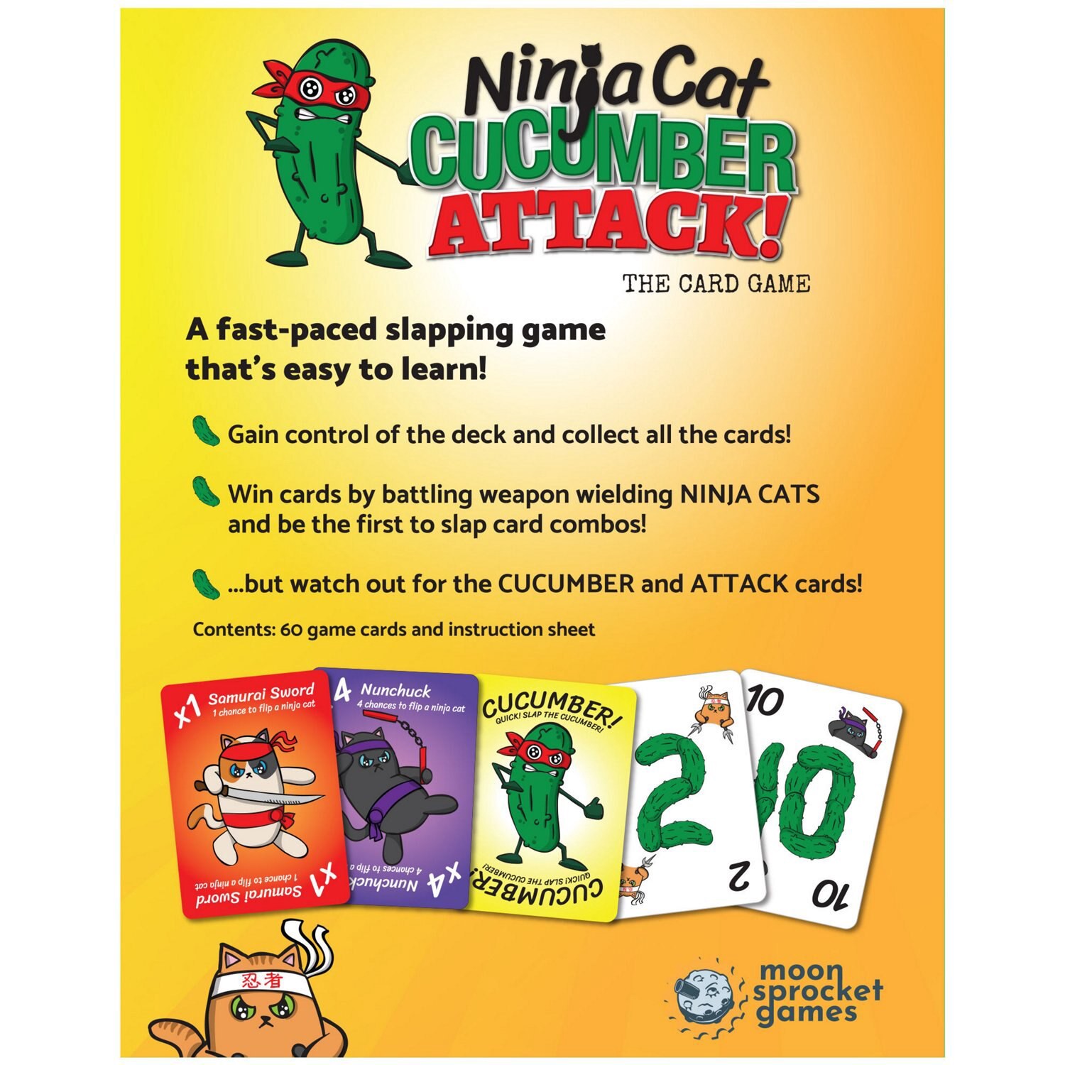 slide 3 of 5, Non Brand Moon Sprocket Games Ninja Cat Cucumber Attack! The Card Games, 1 ct