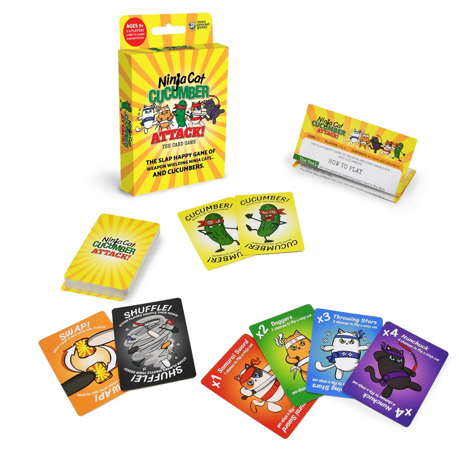 slide 5 of 5, Non Brand Moon Sprocket Games Ninja Cat Cucumber Attack! The Card Games, 1 ct