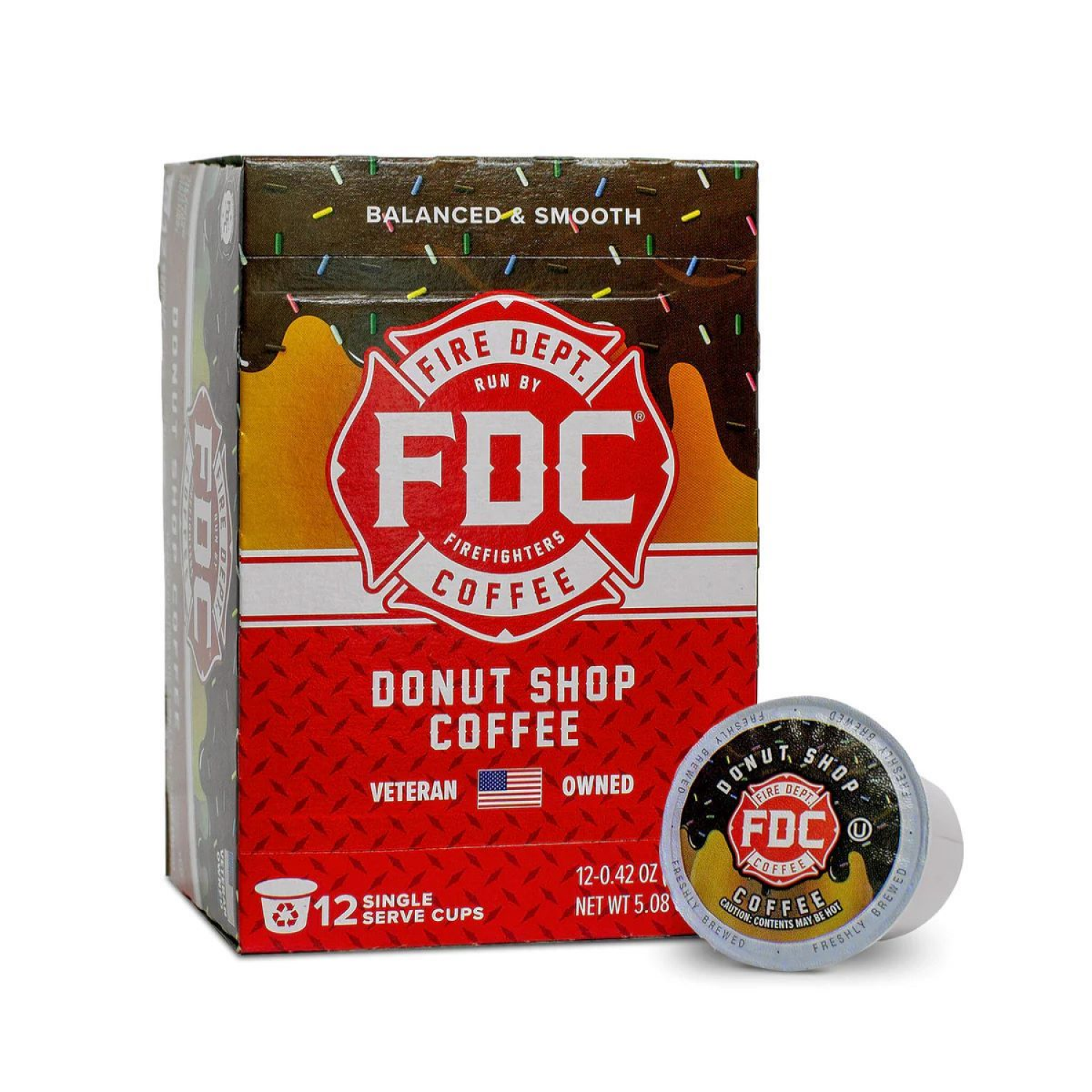 slide 1 of 2, FDC Fire Department Coffee Donut Shop PODs, 12 ct