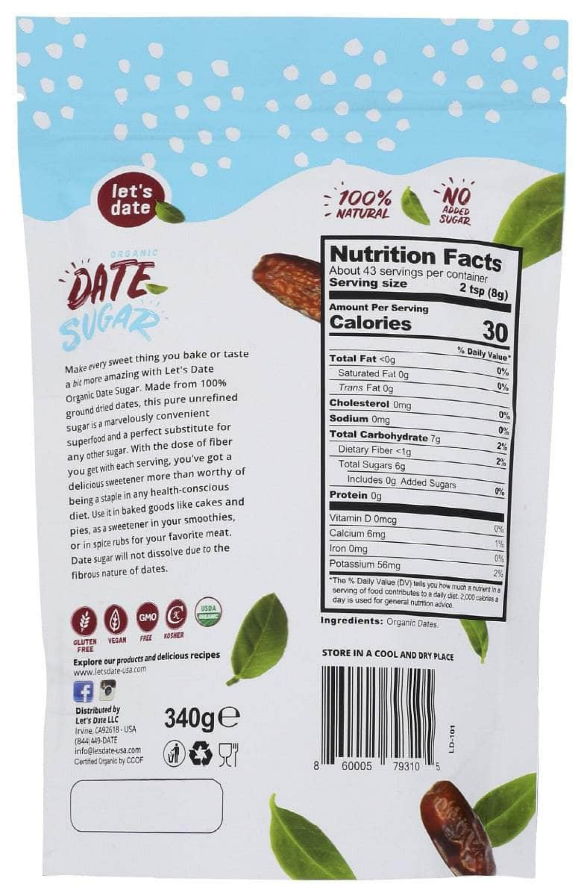 slide 2 of 2, Let's Date Organic Date Sugar 12 oz, 12 oz