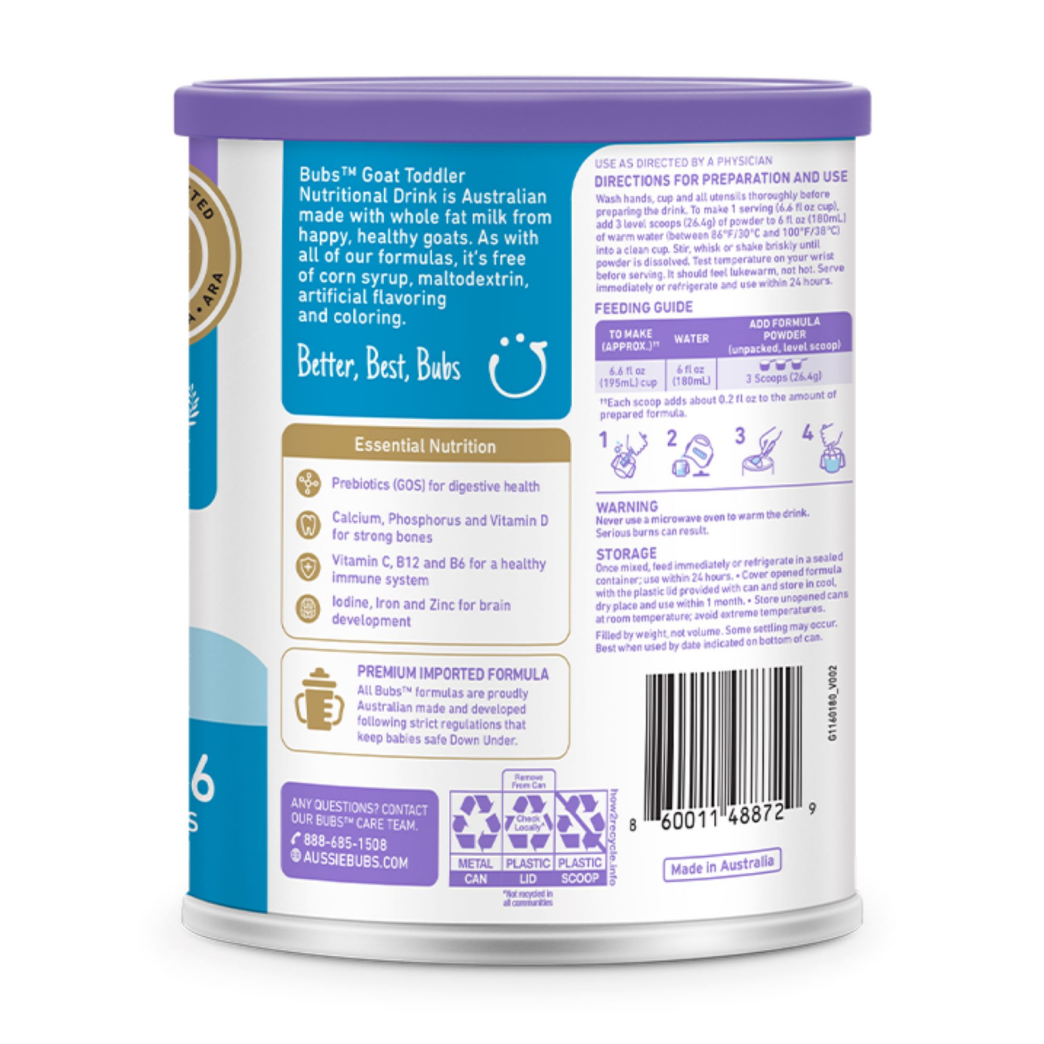 slide 2 of 5, AUSSIE BUBS Bubs Easy Digest Goat Toddler Formula, 1 ct