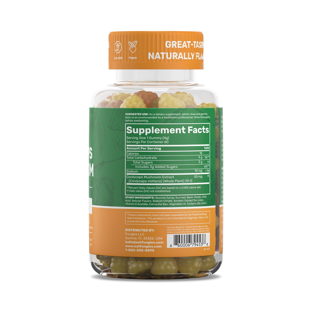 slide 2 of 2, Fungies Cordyceps Mushroom Gummies Mango and Pineapple - 60 Pectin Gummies, 60 ct