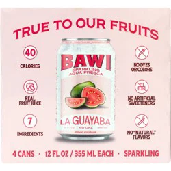 Bawi Pink Guava Sparkling Agua Fresca 4 pk Cans
