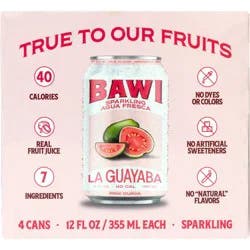 Bawi Pink Guava Sparkling Agua Fresca 4 pk Cans
