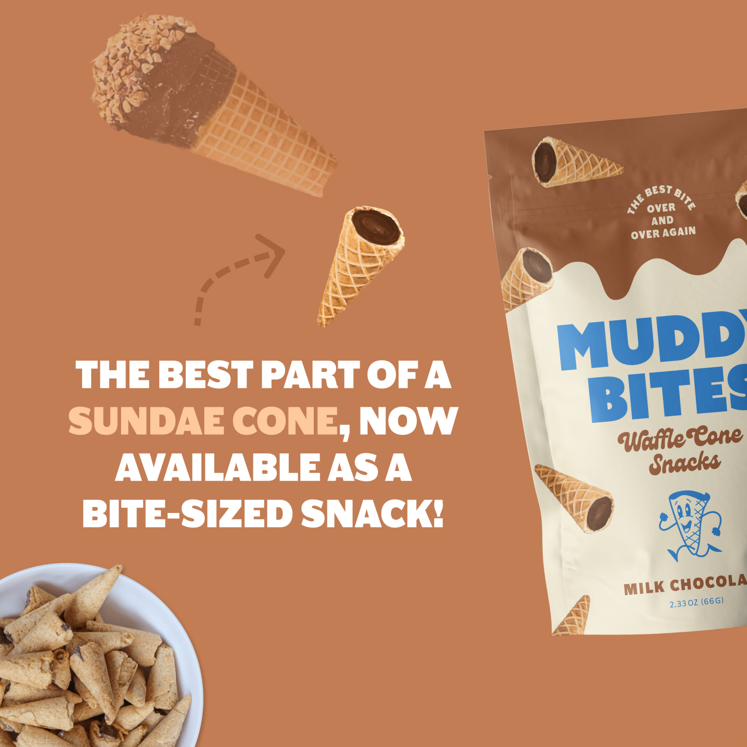 slide 2 of 5, Muddy Bites Milk Waffle Cone Snacks - 2.3 oz, 2.3 oz