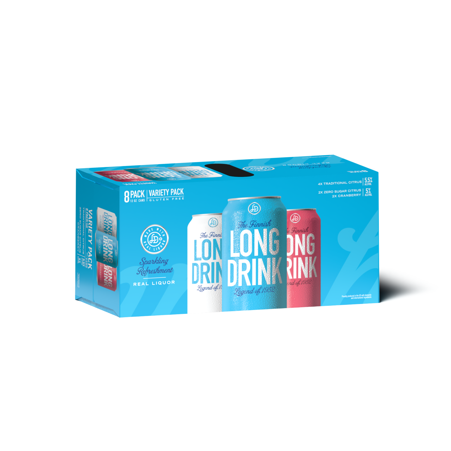 slide 1 of 1, The Finnish Long Drink Long Drink Traditional Citrus/Zero Sugar Citrus/Cranberry Gin Variety Pack 8 - 12 fl oz Cans, 8 ct; 12 oz