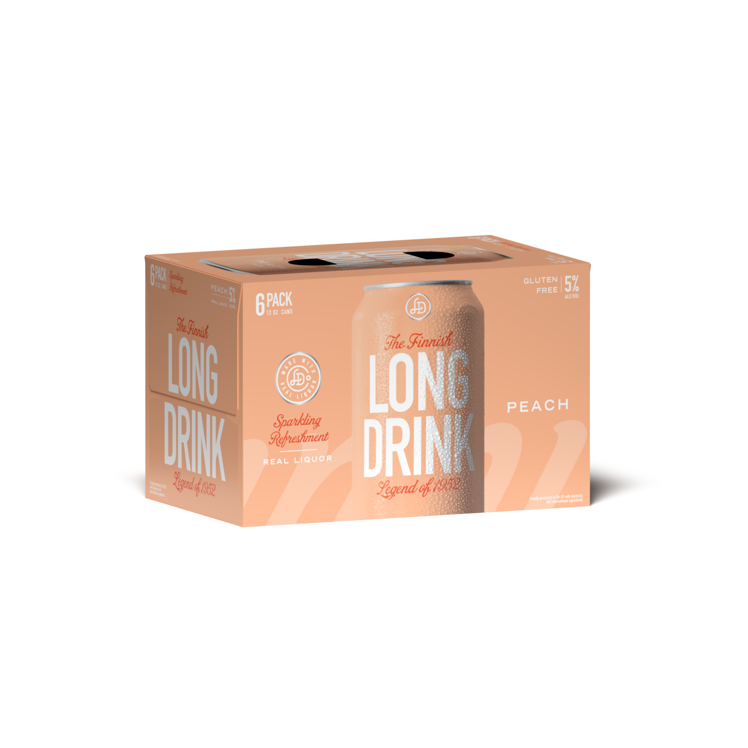 slide 1 of 1, The Finnish Long Drink Gluten Free Peach Gin 6 - 12 oz Cans, 6 ct
