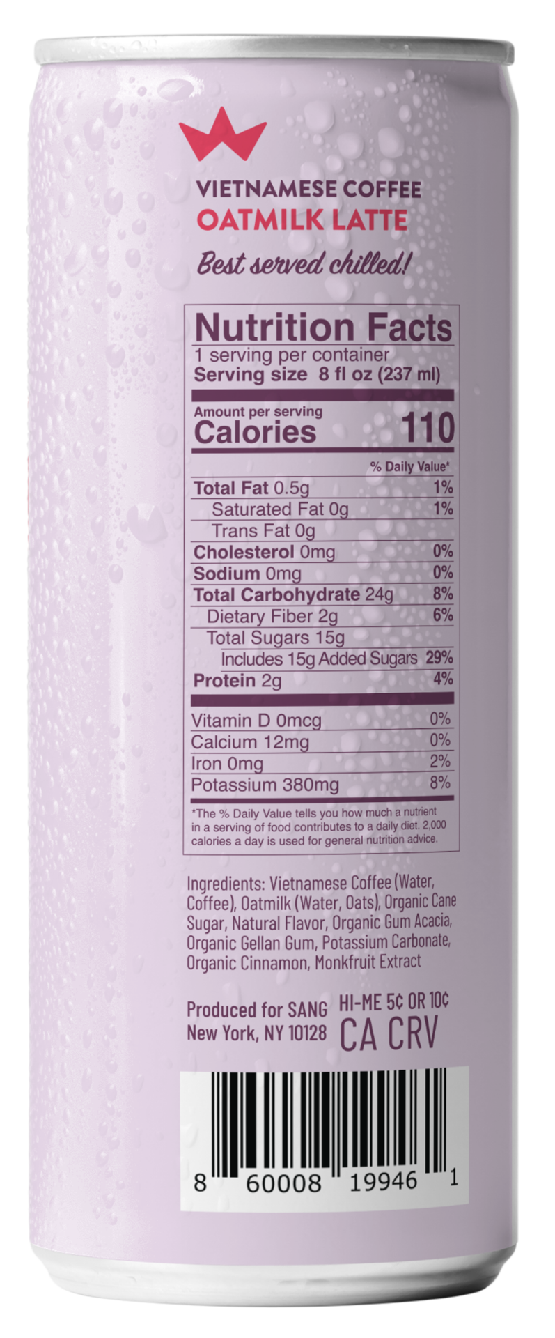 slide 2 of 3, Sang Latte Cinnamon Oatmilk 8Oz Can, 8 oz