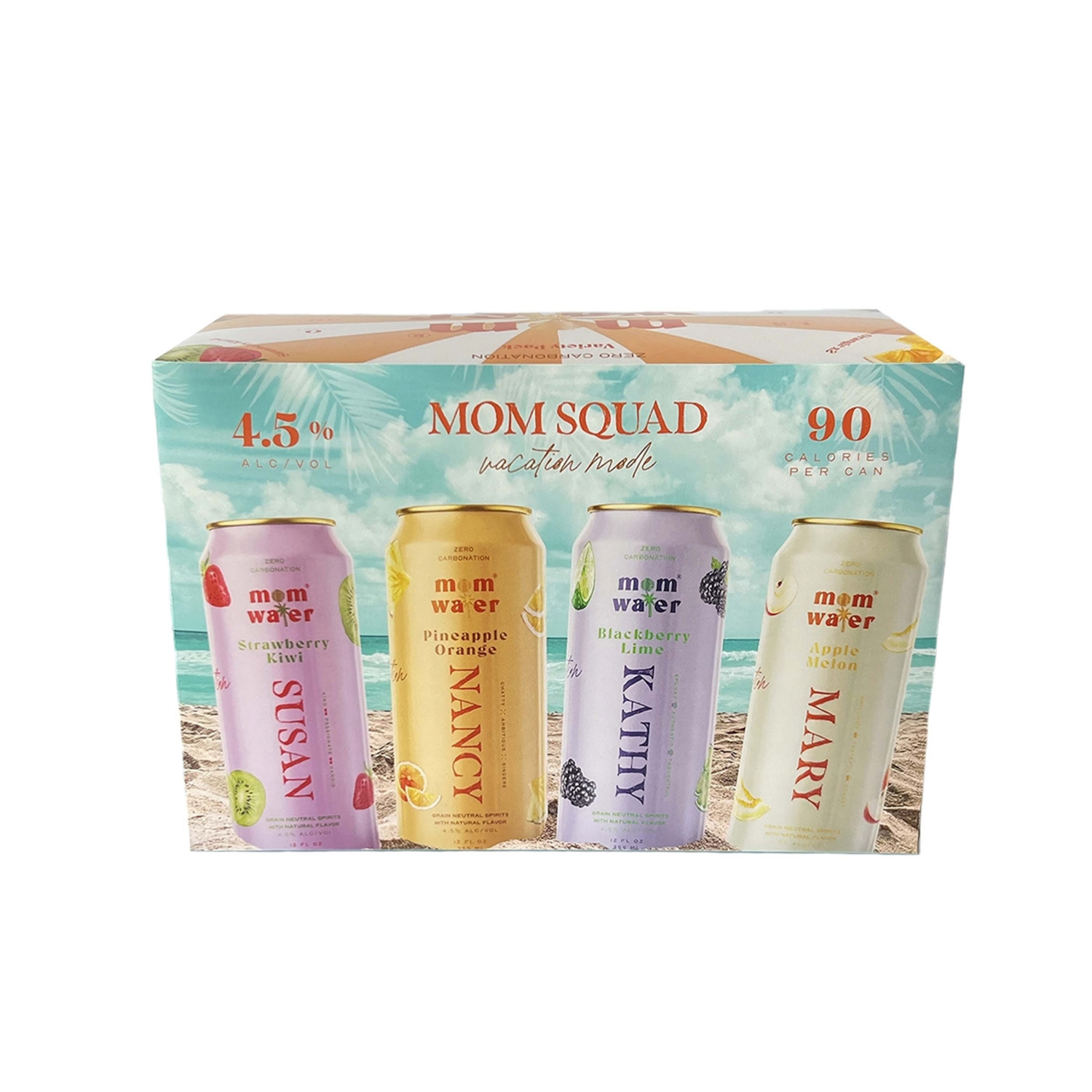 slide 2 of 5, Mom Water Mom Squad Vacation Mode Fruit Infused Vodka Water Variety Pack, 8 ct; 12 oz