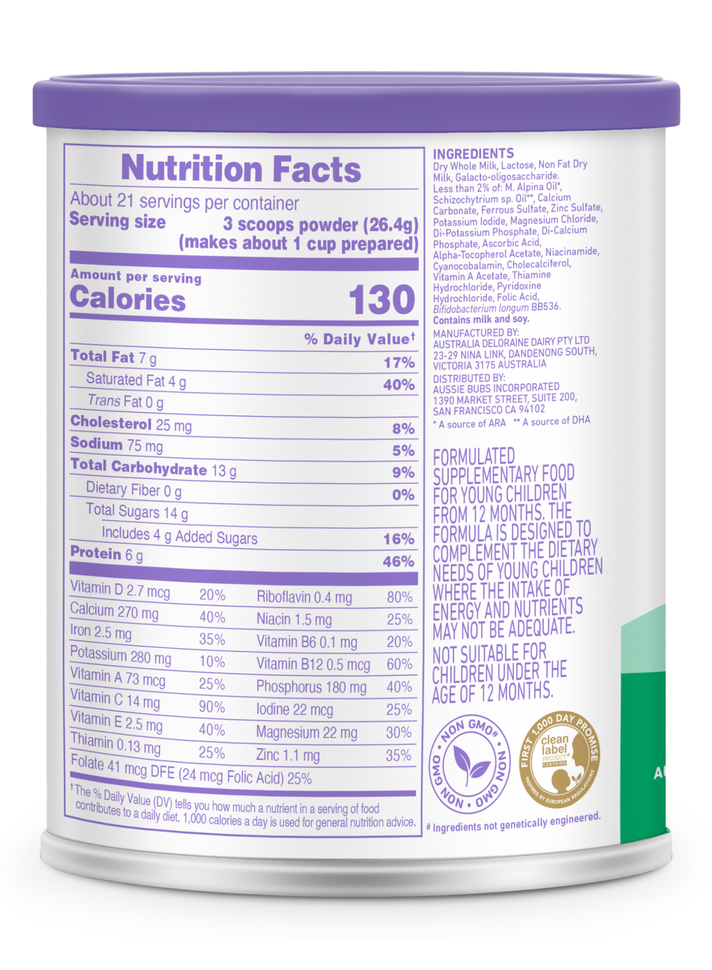 slide 2 of 5, AUSSIE BUBS Bubs Grass Fed Cow Toddler Formula, 1 ct