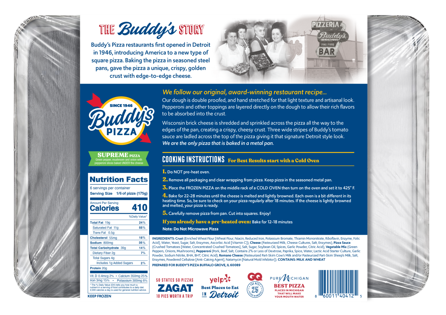 slide 2 of 2, BUDDYS Buddy's Pizza Super Six Mile Supreme Pizza 31.5oz, 31.5 oz