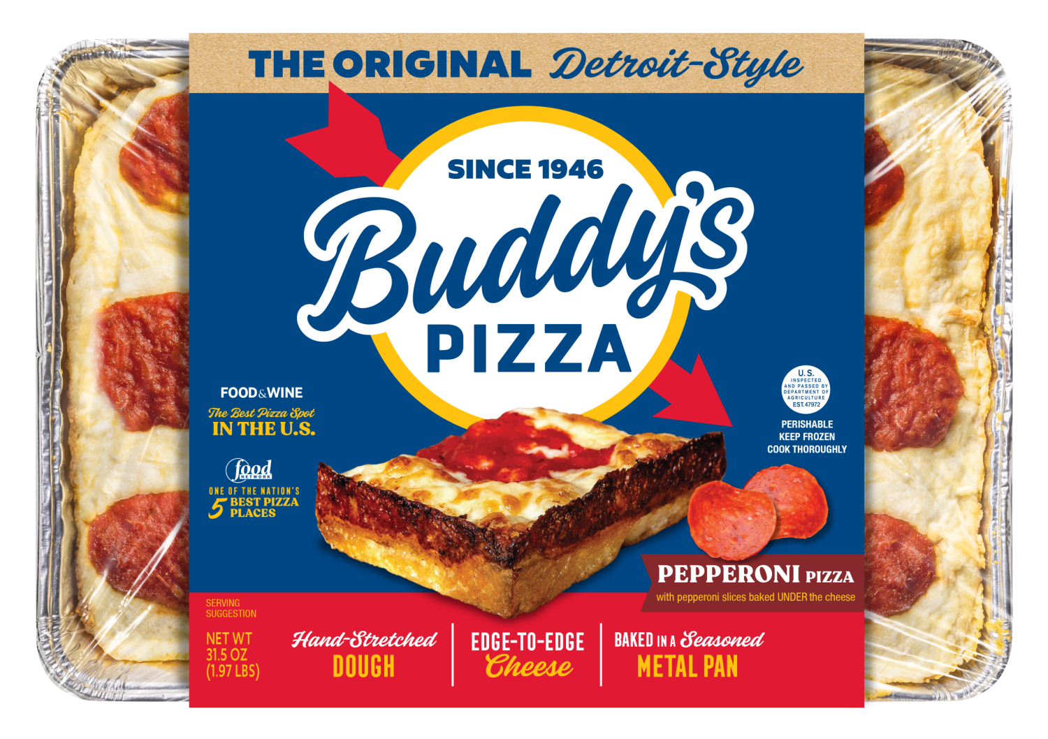 slide 1 of 2, BUDDYS Buddy's Pizza Pepperoni Pizza 31.5oz, 31.5 oz