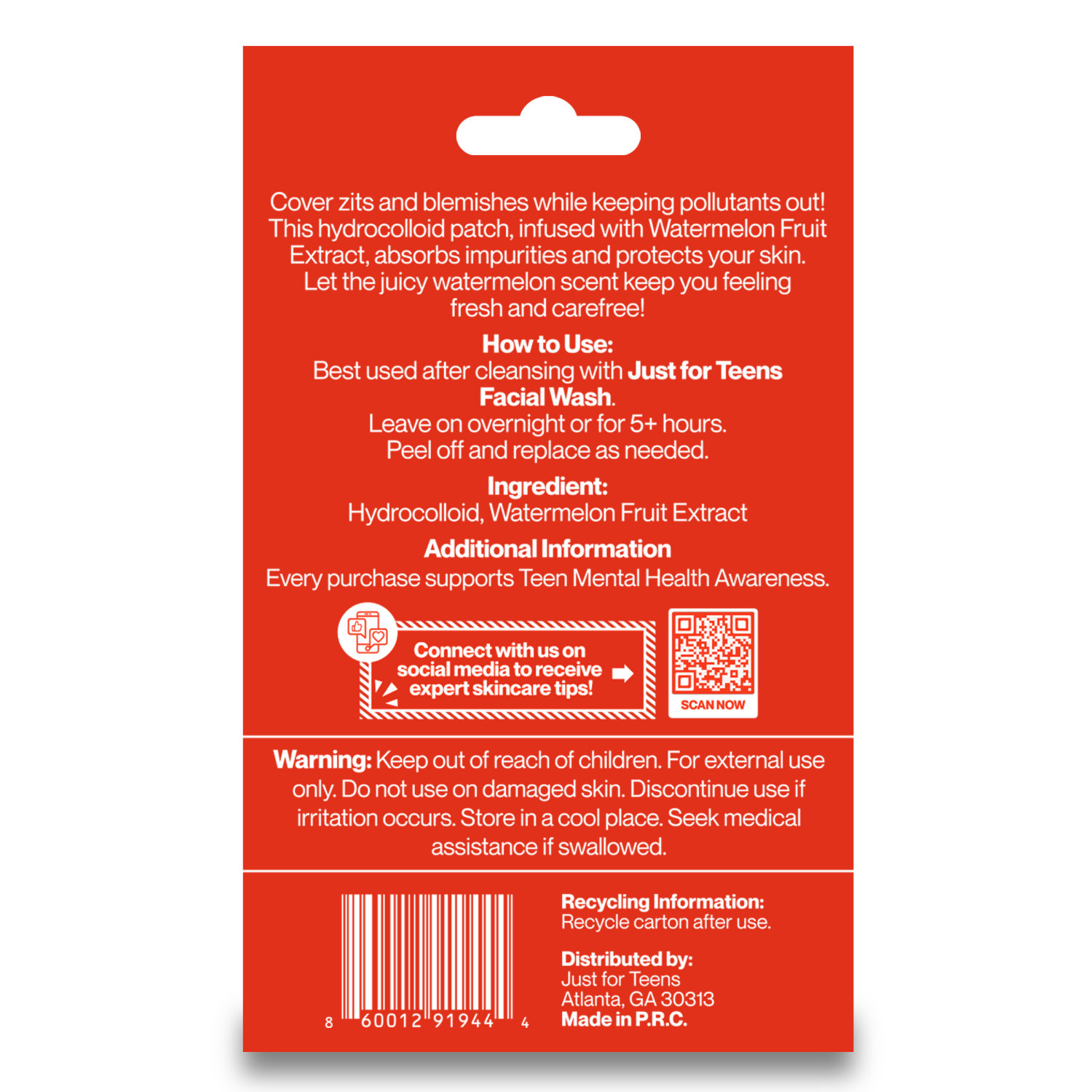 slide 2 of 2, Just for Teens Pimple Patches with Watermelon Scent, 1 ct