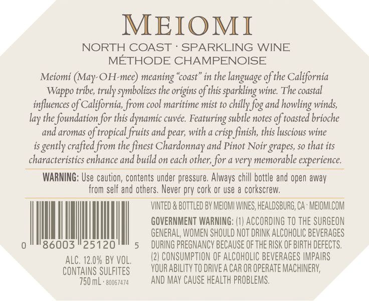 slide 3 of 3, Meiomi Methode Champenoise White Sparkling Wine, 750 mL Bottle, 25.36 fl oz