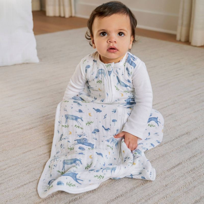 slide 3 of 3, aden + anais Organic Wearable Blanket - 0-6 Months - Outdoors - Sleepy Forest, 1 ct