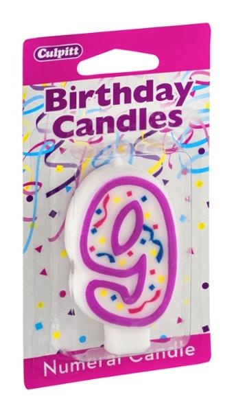 slide 1 of 1, Culpitt Birthday Candles Numeral Candle 9, 1 ct