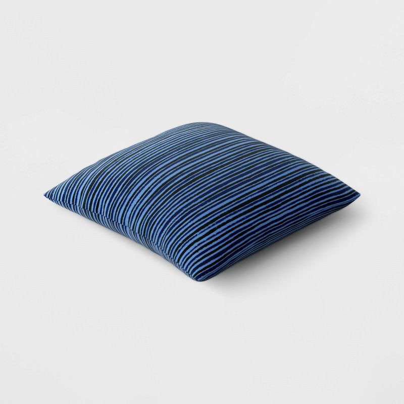 slide 3 of 4, 15"x15" Striped Square Outdoor Throw Pillow Blue - Room Essentials™: Patio Comfort, Recycled Polyester Cover, Navy Hue, 1 ct