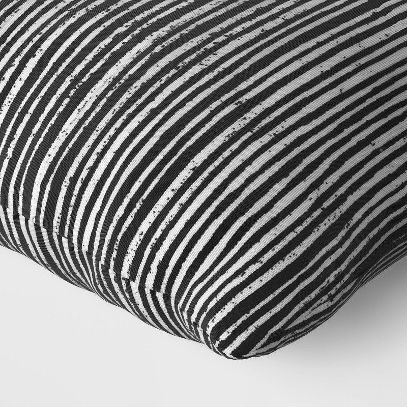 slide 3 of 4, 15"x15" Striped Square Outdoor Throw Pillow Black - Room Essentials™: Patio Accent, Recycled Polyester Cover, Comfort Filling, 1 ct