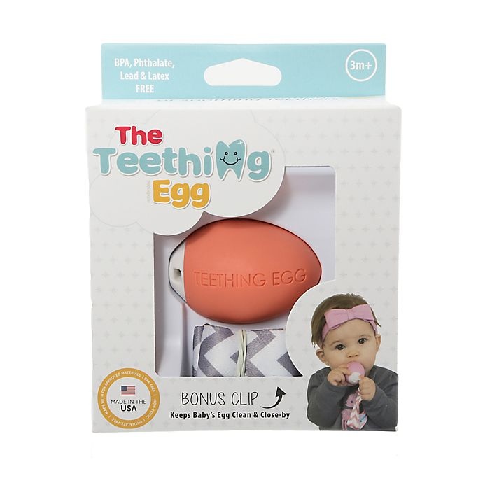 slide 4 of 4, The Teething Egg Teether - Coral, 1 ct