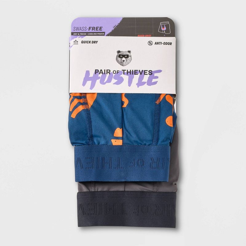 slide 2 of 11, Pair of Thieves Men's Hustle Outdoor Boxer Briefs 2pk - Blue/Gray XL: Nylon Spandex Knit, Lightweight, Elastic Waistband, 2 ct