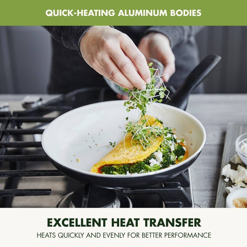 slide 3 of 9, GreenPan Rio 3pk (7", 9.5" & 11") Ceramic Nonstick Frypan Set - Black, 3 ct