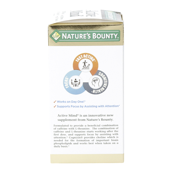 slide 4 of 13, Nature's Bounty Active Mind 1000 Mg Of Cognizin With Caffeine Ltheanine Caplets, 60 ct