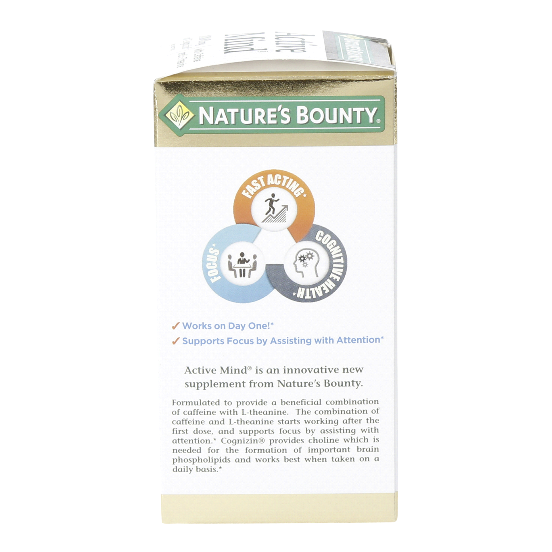 slide 5 of 13, Nature's Bounty Active Mind 1000 Mg Of Cognizin With Caffeine Ltheanine Caplets, 60 ct
