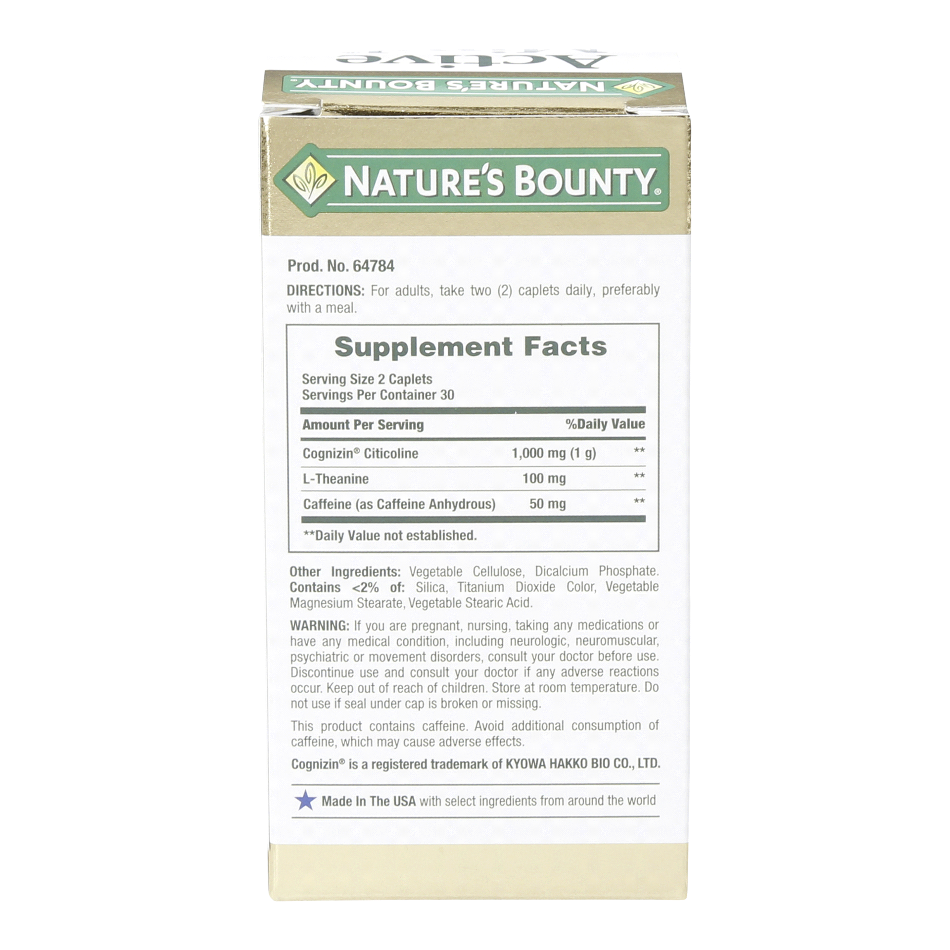 slide 9 of 13, Nature's Bounty Active Mind 1000 Mg Of Cognizin With Caffeine Ltheanine Caplets, 60 ct