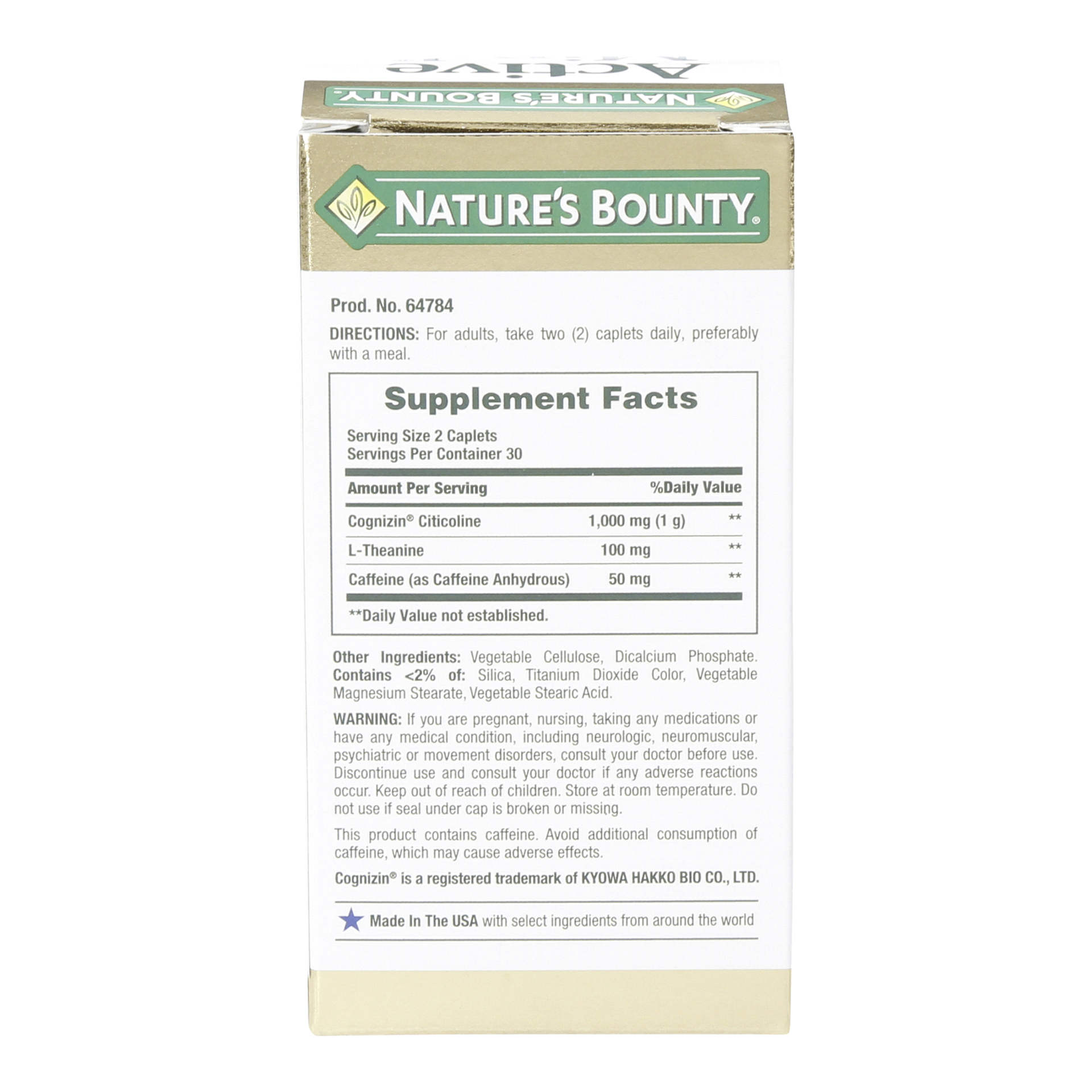 slide 7 of 13, Nature's Bounty Active Mind 1000 Mg Of Cognizin With Caffeine Ltheanine Caplets, 60 ct