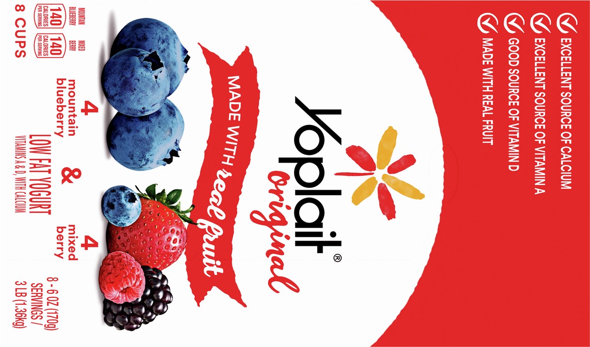 slide 9 of 9, Yoplait Original Strawberry and Mixed Berry Low Fat Yogurt, 8 ct; 6 oz