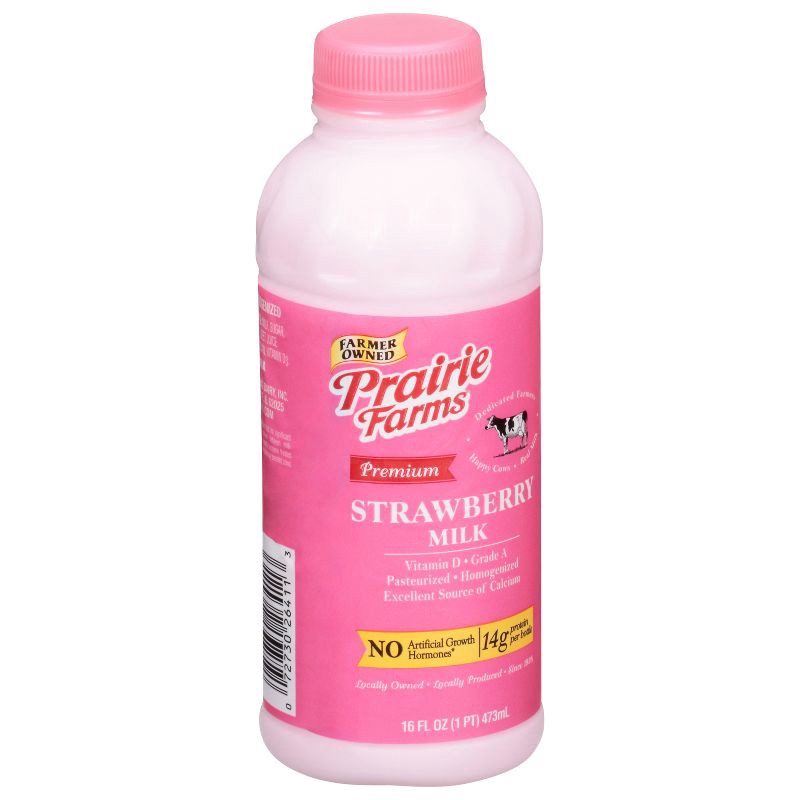 slide 2 of 4, Prairie Farms Premium Strawberry Milk - 16 fl oz, 16 fl oz